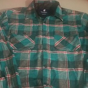 Teal Blue Plaid Rocawear Mens Shirt 3XL